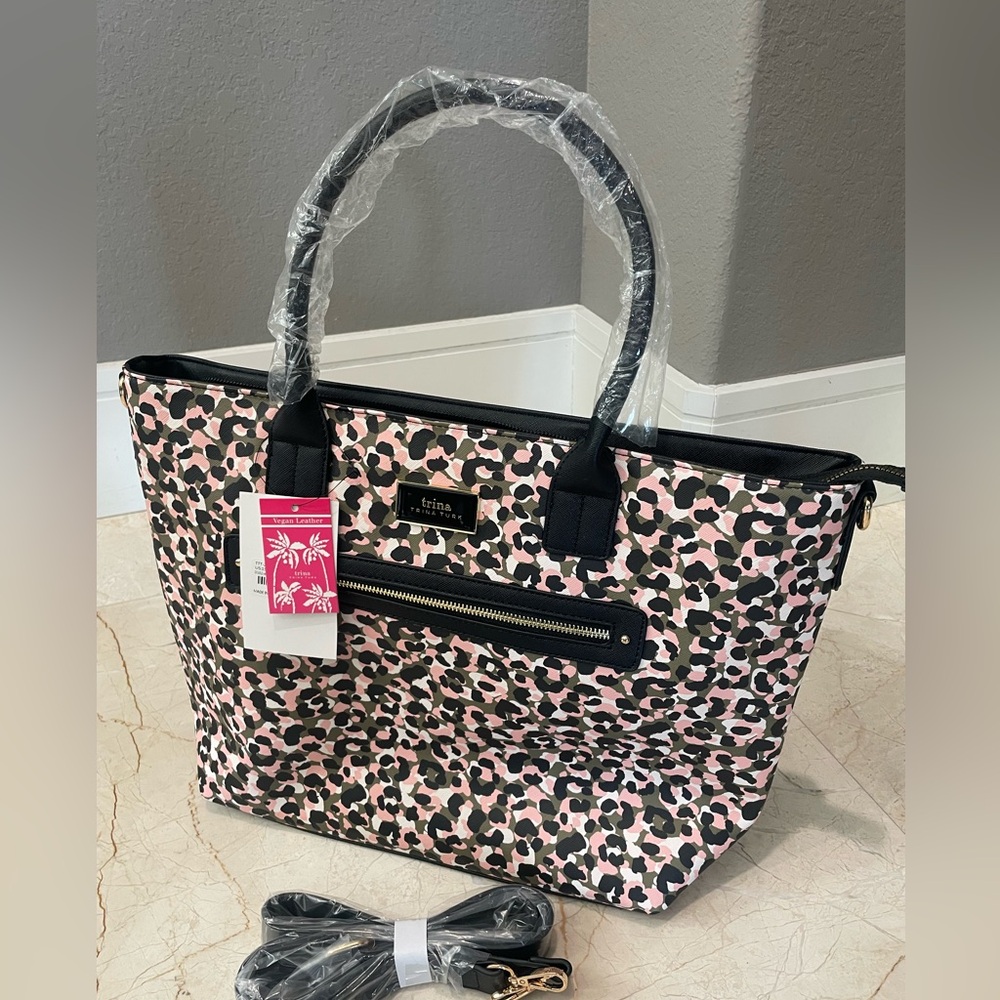 Trina Turk Tote Bag Beach Bag Leopard Print NWT